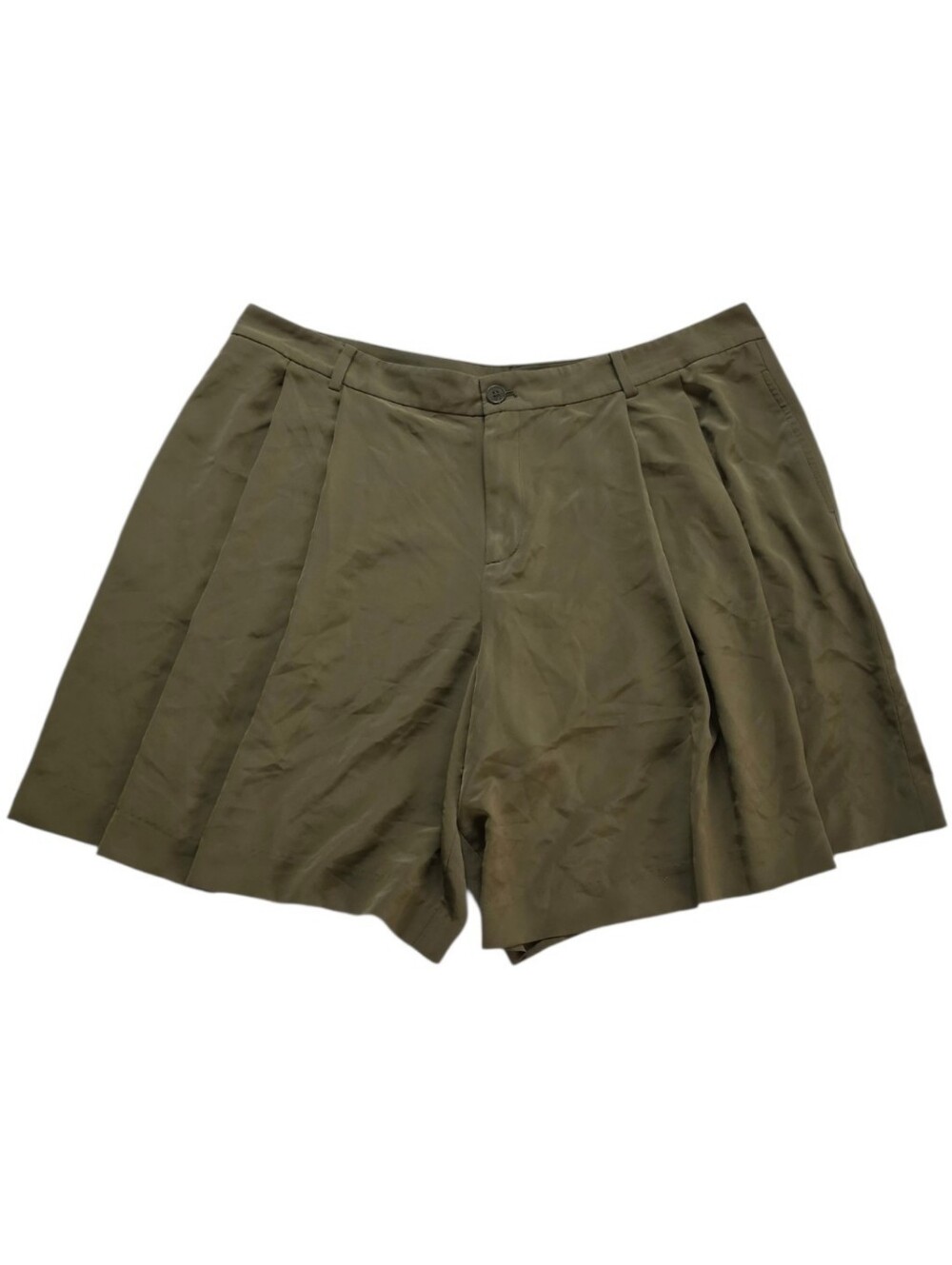 Lauren Ralph Lauren Olive Flowy Pleated Flat-Front Shorts